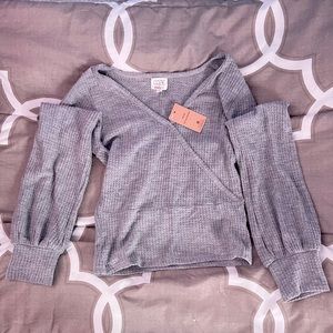 grey long sleeve top